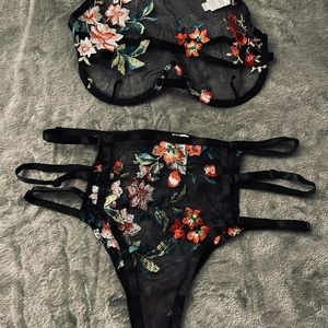 Floral Embroidered Halter Set